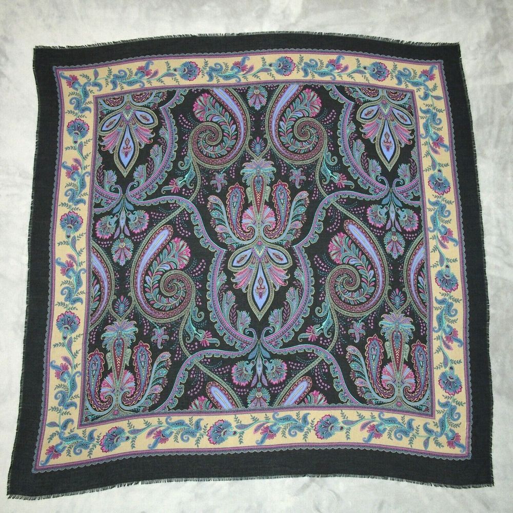 Vintage Italian Renaissance Paisley Scarf 46x46